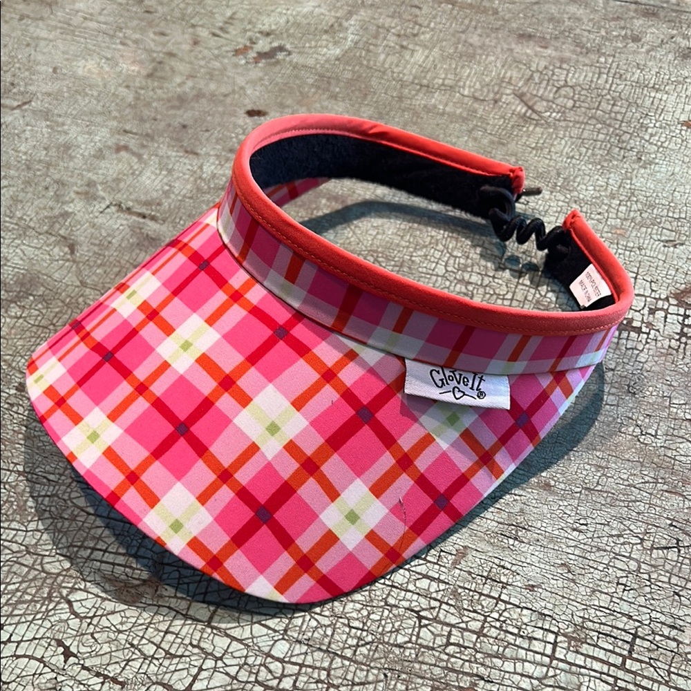 Glove It Pink Plaid Sun Visor with Coil Str - Golf, Tennis, Pickleball